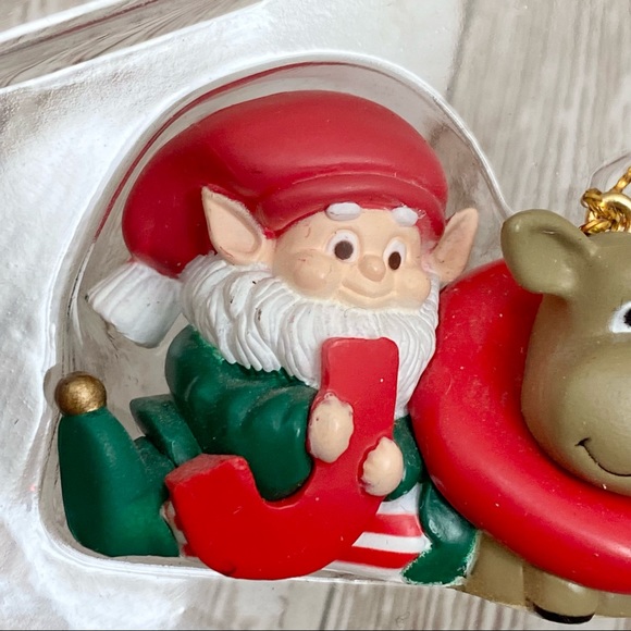 1995 TRADITIONS Elves Reindeer “JOY” Collectible Gift Holiday Ornament - Picture 4 of 10